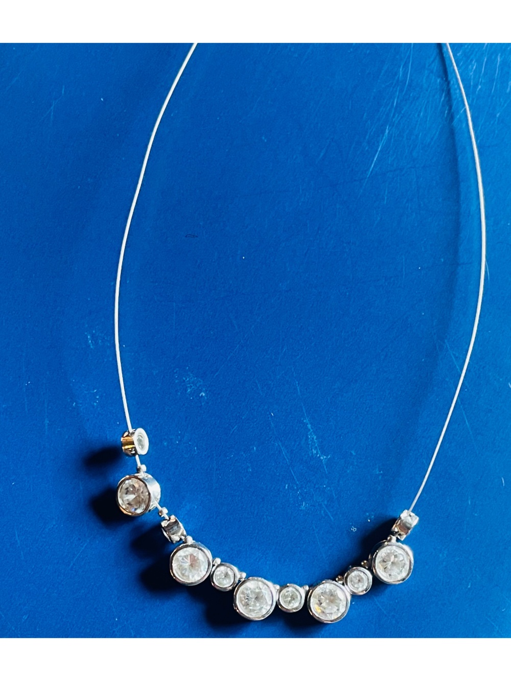Delicate Silver Crystal Station Necklace - Clear